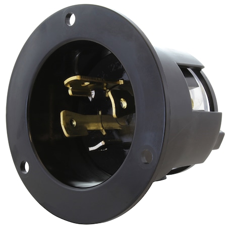 Ac Works Flanged Locking Inlet, 30 A, 125/250V AC, Screw Terminals, Black ASINL1430P